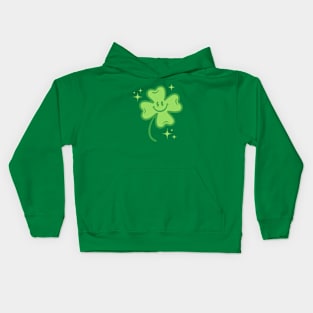 Cute four leaf lucky clover in retro style Kids Hoodie